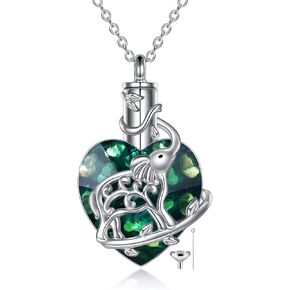 YFN Dolphin Urn Necklace for Ashes Heart Crystal Cremation Jewelry Sterling Silver with Purple Blue Crystal Jewelry Gifts for Women Girls Dolphin