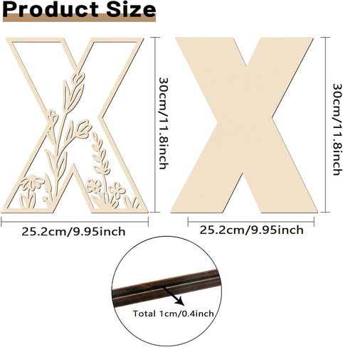حروف خشبية كبيرة بطبقات مقاس 30.48 سم لديكور الحائط، حروف حضانة خشبية قابلة للطلاء بالزهور للحرف الأبجدية الخشبية حرف A لعيد الميلاد بوهو اسم الحضانة علامة الزفاف ديكور المنزل in Saudi Arabia