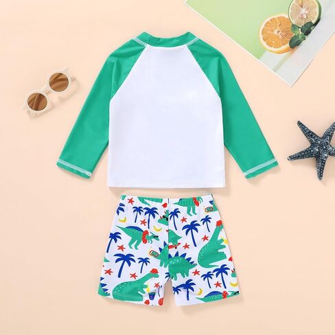 Happy Town Toddler Boys Swimsuits Rashguard Sets Long Sleeve Swim Shirt Trunk Bathing Suits Swimwear Summer Outfits Clothes in Kuwait