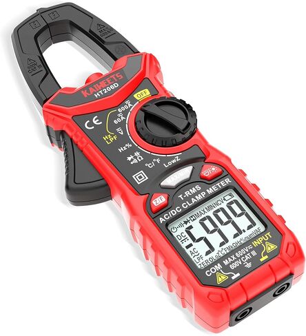 KAIWEETS Digital Clamp Meter Multimeter with D-Shaped Jaw for AC/DC Current & Voltage, Auto-ranging 4000 Counts Voltage Tester with Flashlight Backlight, Measuring Temperature Continuity Diode NCV in Saudi Arabia