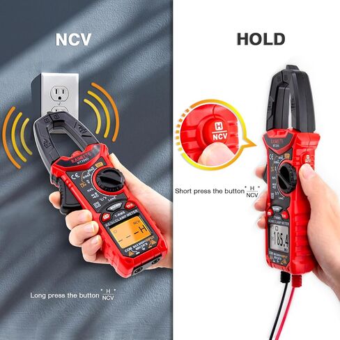KAIWEETS Digital Clamp Meter Multimeter with D-Shaped Jaw for AC/DC Current & Voltage, Auto-ranging 4000 Counts Voltage Tester with Flashlight Backlight, Measuring Temperature Continuity Diode NCV in Saudi Arabia
