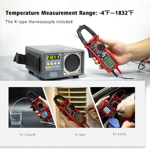 KAIWEETS Digital Clamp Meter Multimeter with D-Shaped Jaw for AC/DC Current & Voltage, Auto-ranging 4000 Counts Voltage Tester with Flashlight Backlight, Measuring Temperature Continuity Diode NCV in Saudi Arabia