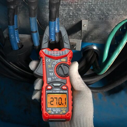 KAIWEETS Digital Clamp Meter Multimeter with D-Shaped Jaw for AC/DC Current & Voltage, Auto-ranging 4000 Counts Voltage Tester with Flashlight Backlight, Measuring Temperature Continuity Diode NCV in Saudi Arabia