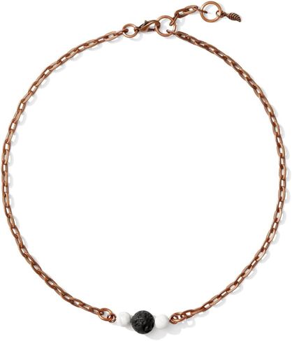 Subherban Lava Rock Essential Oil Choker Necklace, Lava Stone Choker for Women, Handmade USA Oil Diffuser, Relaxation Gifts for Women (Luna Choker | Howlite) in Kuwait