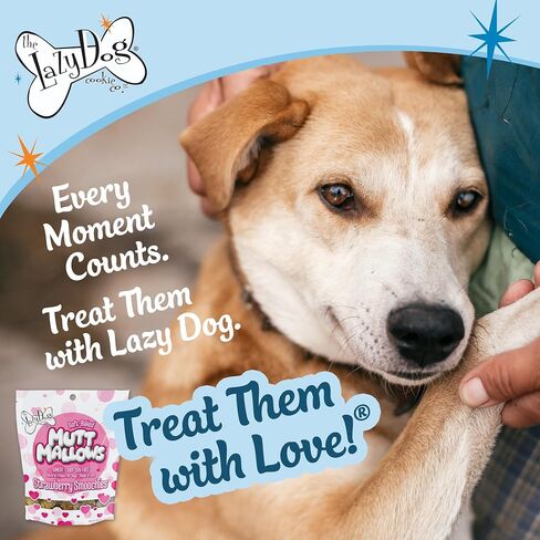 The Lazy Dog Cookie Co. Lazy Dog Mutt Mallows حلوى مخبوزة ناعمة للكلاب، حلوى الفانيليا المحمصة الأصلية 5 أونصة - عبوة من قطعتين مختومة بأمان in Kuwait