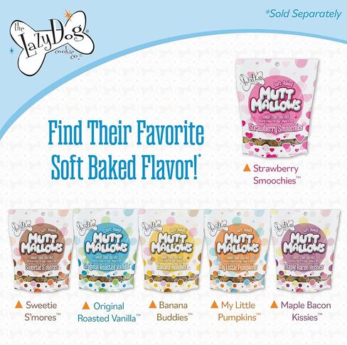 The Lazy Dog Cookie Co. Lazy Dog Mutt Mallows حلوى مخبوزة ناعمة للكلاب، حلوى الفانيليا المحمصة الأصلية 5 أونصة - عبوة من قطعتين مختومة بأمان in Kuwait
