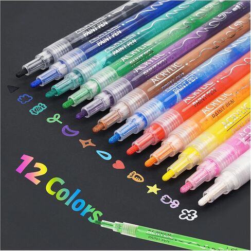 أقلام طلاء أكريليك، علامات طلاء أكريليك ممتازة لورق القماش والخشب والحجر والرسم الصخري، مثالية للمشروعات المدرسية وفصول الفن والحرف اليدوية in Kuwait