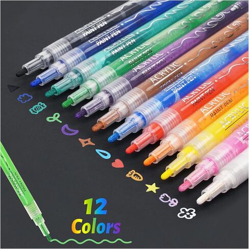 أقلام طلاء أكريليك، علامات طلاء أكريليك ممتازة لورق القماش والخشب والحجر والرسم الصخري، مثالية للمشروعات المدرسية وفصول الفن والحرف اليدوية in Kuwait