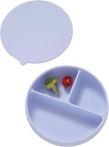 Konny EASYFEED Silicone Plate with Lid (1-4Y) 3-Divided Suction Plate Baby Led Weaning Supplies Training Baby Utensils Feeding Supplies (Sage) in Saudi Arabia