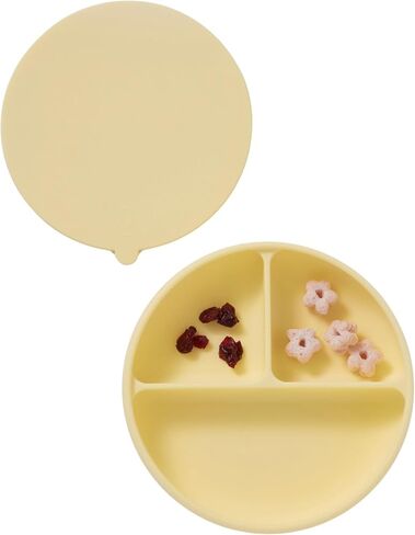 Konny EASYFEED Silicone Plate with Lid (1-4Y) 3-Divided Suction Plate Baby Led Weaning Supplies Training Baby Utensils Feeding Supplies (Sage) in Saudi Arabia