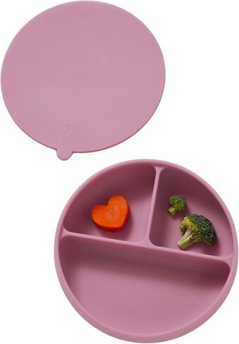 Konny EASYFEED Silicone Plate with Lid (1-4Y) 3-Divided Suction Plate Baby Led Weaning Supplies Training Baby Utensils Feeding Supplies (Sage) in Saudi Arabia