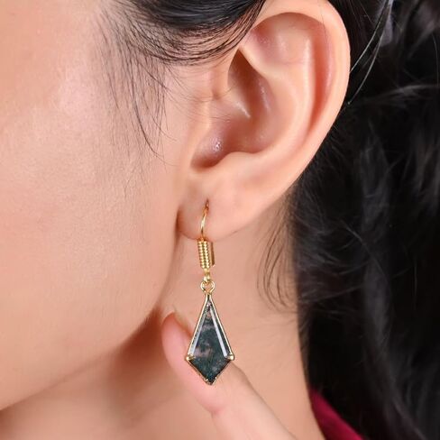 Gempires Kite Earrings for Women, Dangling Crystal Earrings, Prong Setting, Aventurine, Tiger Eye, Amazonite, Labradorite, Strawberry Quartz, Moonstone, Clear Quartz, Golden Obsidian, Lapis Lazuli, 14k Gold Plated Hook Earrings, Gift for Her in Kuwait