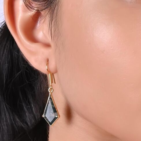 Gempires Kite Earrings for Women, Dangling Crystal Earrings, Prong Setting, Aventurine, Tiger Eye, Amazonite, Labradorite, Strawberry Quartz, Moonstone, Clear Quartz, Golden Obsidian, Lapis Lazuli, 14k Gold Plated Hook Earrings, Gift for Her in Kuwait