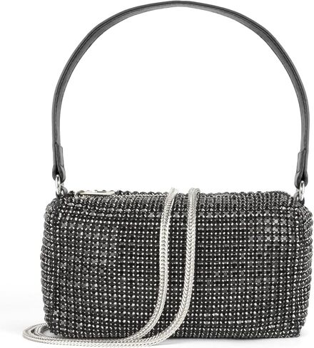 حقيبة كروس لامعة بلينغ فضية حجر الراين محفظة مسائية حقيبة يد لحفلات الزفاف والحفلات الراقصة براثن متألقة للنساء والفتيات (وردي) in Kuwait