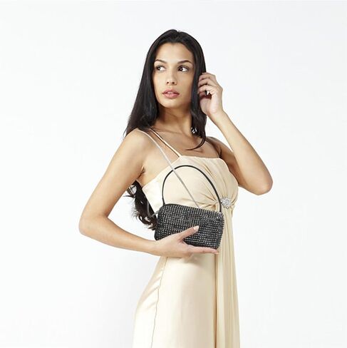 حقيبة كروس لامعة بلينغ فضية حجر الراين محفظة مسائية حقيبة يد لحفلات الزفاف والحفلات الراقصة براثن متألقة للنساء والفتيات (وردي) in Kuwait