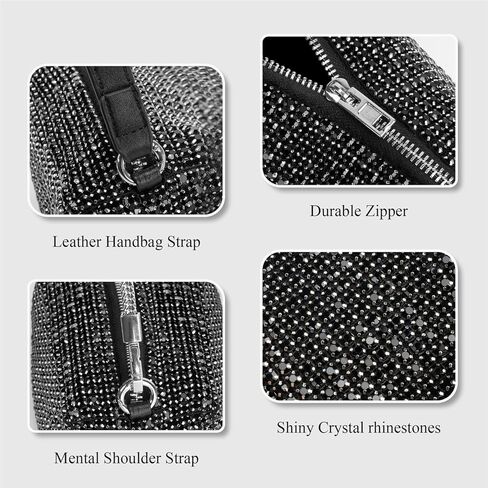 حقيبة كروس لامعة بلينغ فضية حجر الراين محفظة مسائية حقيبة يد لحفلات الزفاف والحفلات الراقصة براثن متألقة للنساء والفتيات (وردي) in Kuwait