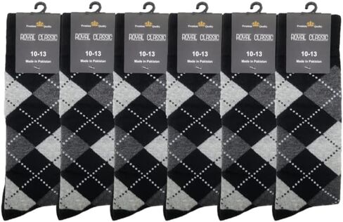 جوارب رسمية كلاسيكية لرفقاء العريس - جوارب رجالية من Argyle - جوارب زفاف - جوارب رسمية مقاس 10-13 (6 أزواج) in Kuwait