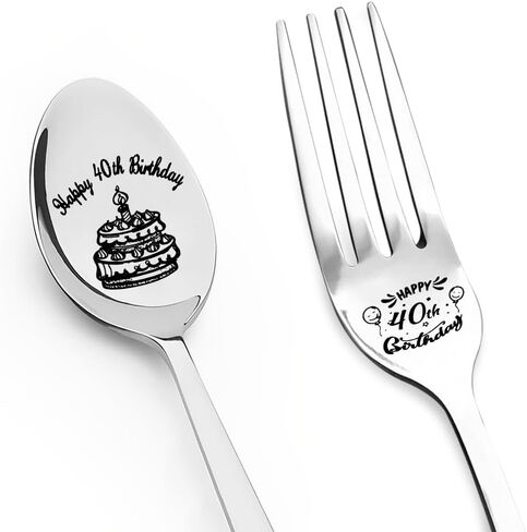 Happy 10th Birthday Gift for Daughter Son Spoon Fork Set for Brother Sister 10 Yrs Old Birthday Gifts for Friends Engraved Fork Spoon for Boys Girls 10 Year Old Birthday Presents for Grandkids in Saudi Arabia