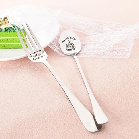 Happy 10th Birthday Gift for Daughter Son Spoon Fork Set for Brother Sister 10 Yrs Old Birthday Gifts for Friends Engraved Fork Spoon for Boys Girls 10 Year Old Birthday Presents for Grandkids in Saudi Arabia