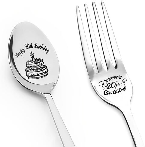 Happy 10th Birthday Gift for Daughter Son Spoon Fork Set for Brother Sister 10 Yrs Old Birthday Gifts for Friends Engraved Fork Spoon for Boys Girls 10 Year Old Birthday Presents for Grandkids in Saudi Arabia