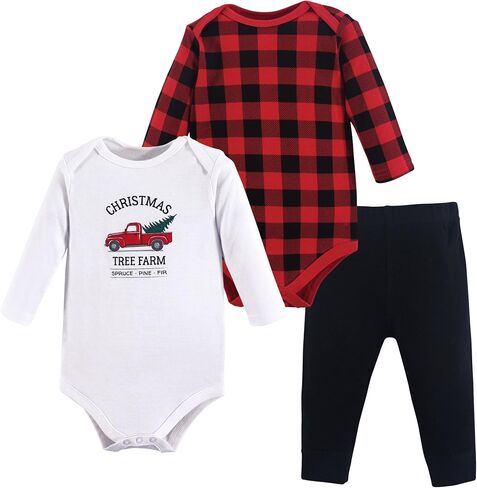 Hudson Baby Unisex Baby Cotton Bodysuit and Pant Set, Sage Floral Wreath Long Sleeve, 0-3 Months in Saudi Arabia