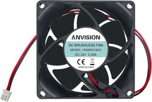 ANVISION 80 مم × 25 مم DC 24V مروحة تبريد بدون فرشاة، محمل كروي مزدوج، 2 دبوس in Kuwait