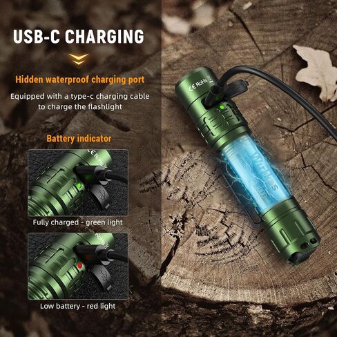 Wurkkos TD02 Led Flashlight, Super Bright Pocket Flashlights Rechargeable,High Lumens Tactical Flashlight EDC Flash Light with Type C Charging Port Tail Switch for Outdoor and Indoor Activities in Saudi Arabia