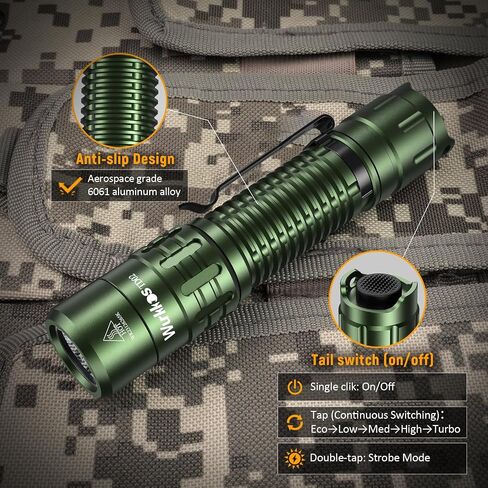 Wurkkos TD02 Led Flashlight, Super Bright Pocket Flashlights Rechargeable,High Lumens Tactical Flashlight EDC Flash Light with Type C Charging Port Tail Switch for Outdoor and Indoor Activities in Saudi Arabia