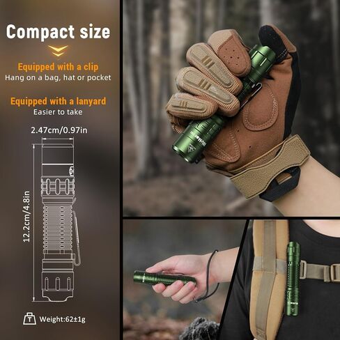 Wurkkos TD02 Led Flashlight, Super Bright Pocket Flashlights Rechargeable,High Lumens Tactical Flashlight EDC Flash Light with Type C Charging Port Tail Switch for Outdoor and Indoor Activities in Saudi Arabia