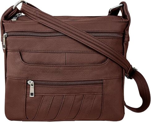 Leather Concealed Carry Crossbody Purse - YKK Locking CCW Ambidextrous Gun Bag Roma 7082 in Saudi Arabia