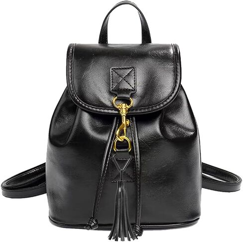 صنويل فاشن شنطة ظهر صغيرة للنساء ناعمة وخفيفة الوزن من الجلد النباتي بشراشيب برباط in Kuwait