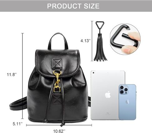 صنويل فاشن شنطة ظهر صغيرة للنساء ناعمة وخفيفة الوزن من الجلد النباتي بشراشيب برباط in Kuwait