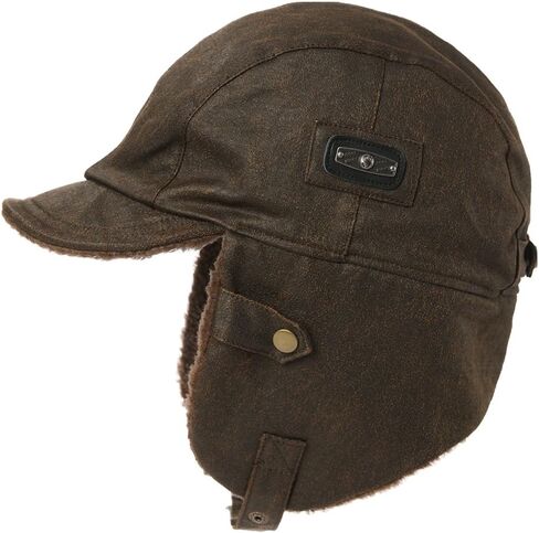 Oversize Waterproof XXL XXXL Mens Pilot Earflap Aviator Winter Faux Leather Hat Hunting Trapper Outdoors in Kuwait