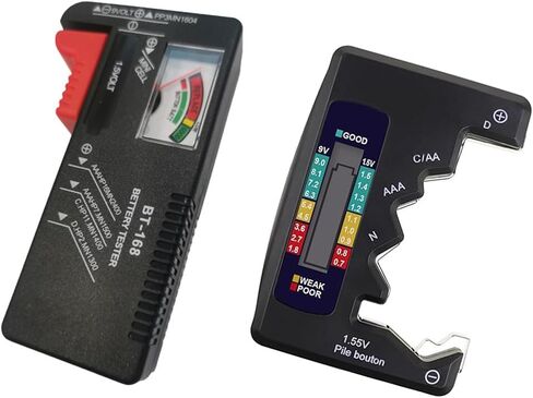 Universal Battery Tester for AA AAA C D 1.5V 1.2~4.8V 9V Button Cell Batteries,Household Battery Life Level Testers (Model BT-168 + BT-168D) in Saudi Arabia
