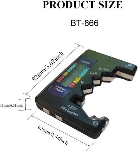 Universal Battery Tester for AA AAA C D 1.5V 1.2~4.8V 9V Button Cell Batteries,Household Battery Life Level Testers (Model BT-168 + BT-168D) in Saudi Arabia