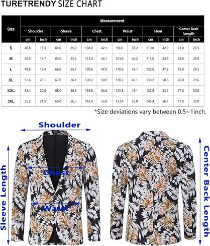 TURETRENDY Men's Printed Blazer Casual Slim Fit One Button Sports Coat Festival Party Jacket Leafwhite 3XL in Saudi Arabia