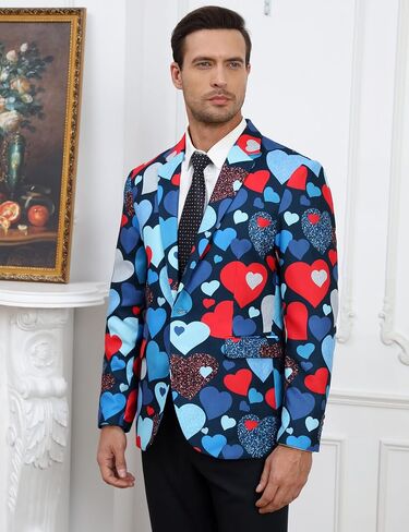 TURETRENDY Men's Printed Blazer Casual Slim Fit One Button Sports Coat Festival Party Jacket Leafwhite 3XL in Saudi Arabia