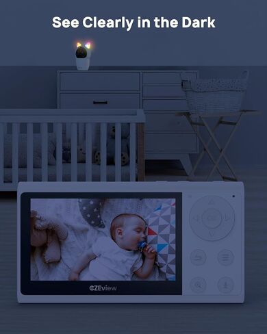 Video Baby Monitor with Camera and Audio, 2K Baby Monitor WiFi Smartphone with Night Vision, Pan-Tilt-Zoom via 4.3" Screen and APP, Cry/Motion Detection, 2-Way Audio in Saudi Arabia