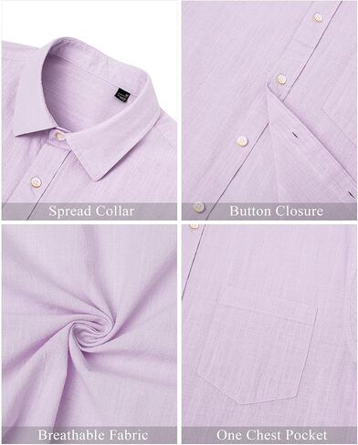 قميص رجالي من القطن والكتان بأكمام طويلة من J.VER، قميص كاجوال بأزرار سفلية، قميص صيفي للشاطئ مع جيب أسود كبير in Kuwait