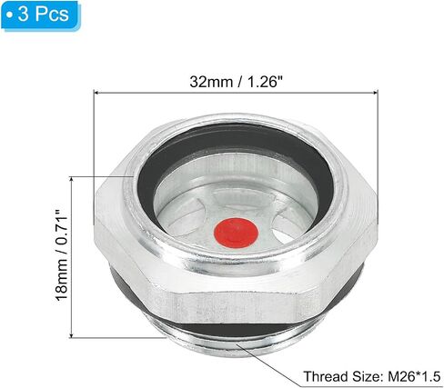 PATIKIL Air Compressor Oil Sight Glass, 3 Pack M20x1.5 Male Thread Aluminum Alloy Oil Liquid Level Gauge Air Compressor Parts with O-ring in Saudi Arabia