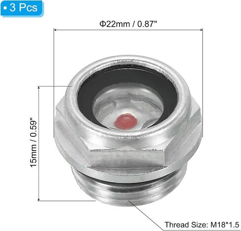 PATIKIL Air Compressor Oil Sight Glass, 3 Pack M20x1.5 Male Thread Aluminum Alloy Oil Liquid Level Gauge Air Compressor Parts with O-ring in Saudi Arabia