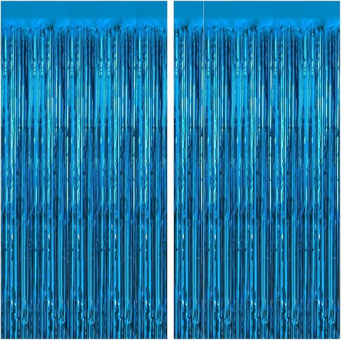 USCNC 2 Pack 3.2ft x 8.2ft Black Foil Fringe Curtains Party Photo Backdrop Party Streamers for Birthday,Graduation,New Year Eve Decorations Wedding Decor in Kuwait