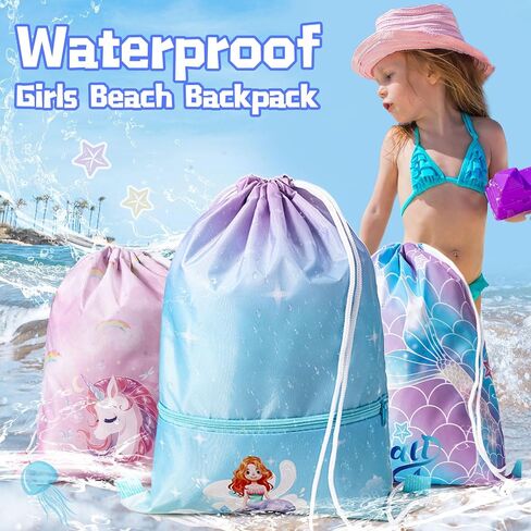 WSBArt Drawstring Backpack for Girls 6pcs Rainbow Waterproof Draw String Bags Large Dance Sackpack for Gym Swimming Sports Beach Travel Birthday Gift in Saudi Arabia