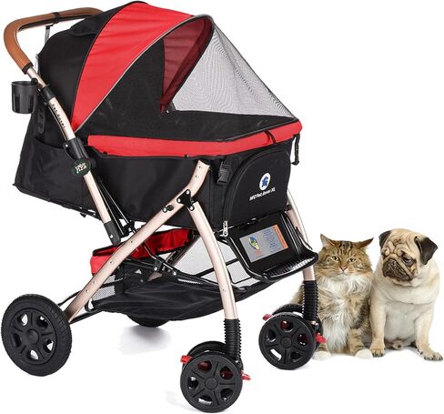 HPZ Pet Rover Premium Heavy Duty DogCat Stroller Travel Carriage CompartmentZipperless EntryPump-Free Rubber Tires Small, Medium, Large Pets (Black 2nd-Gen.), X-Large (Pack of 1) in Saudi Arabia