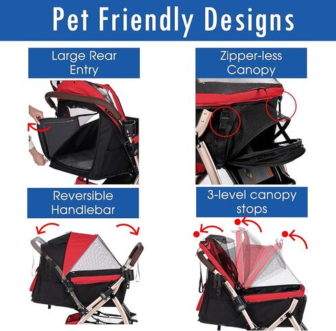 HPZ Pet Rover Premium Heavy Duty DogCat Stroller Travel Carriage CompartmentZipperless EntryPump-Free Rubber Tires Small, Medium, Large Pets (Black 2nd-Gen.), X-Large (Pack of 1) in Saudi Arabia