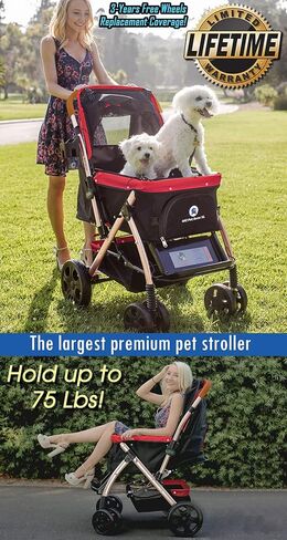 HPZ Pet Rover Premium Heavy Duty DogCat Stroller Travel Carriage CompartmentZipperless EntryPump-Free Rubber Tires Small, Medium, Large Pets (Black 2nd-Gen.), X-Large (Pack of 1) in Saudi Arabia