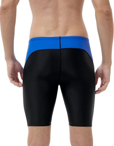 ملابس سباحة Runhit للرجال بعامل حماية من الأشعة فوق البنفسجية 50+، ملابس سباحة صلبة، ملابس سباحة تنافسية، أسود وأزرق in Kuwait