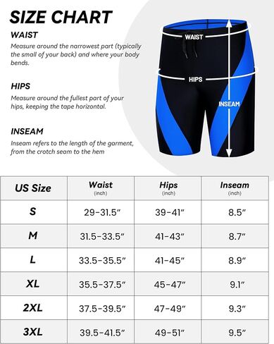ملابس سباحة Runhit للرجال بعامل حماية من الأشعة فوق البنفسجية 50+، ملابس سباحة صلبة، ملابس سباحة تنافسية، أسود وأزرق in Kuwait