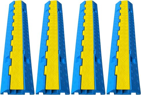 3 Pack Blue Rubber Cable Ramp Hose Cable Protector Ramp 2 Channel 22000Lbs Load Capacity Traffic Speed Bump Wires Power Lines Extension Cord Cover for Indoor Outdoor(EU-5C76-6GKZ) in Saudi Arabia