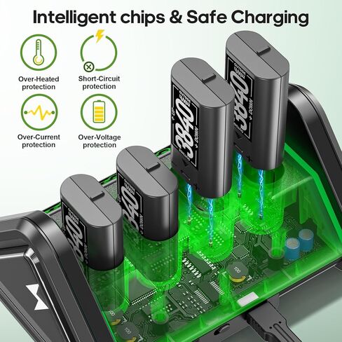 حزمة بطارية قابلة لإعادة الشحن لوحدات تحكم Xbox، 4 × 3600 مللي واط في الساعة بطاريات قابلة لإعادة الشحن لوحدة تحكم Xbox، بطارية وحدة تحكم سلسلة Xbox مع محطة شحن لأجهزة تحكم Xbox One/One S/One X/Elite in Kuwait